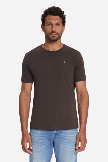 NO-EXCESS T-shirt KATOENEN SLUB T SHIRT 33360702SN Dark Brown