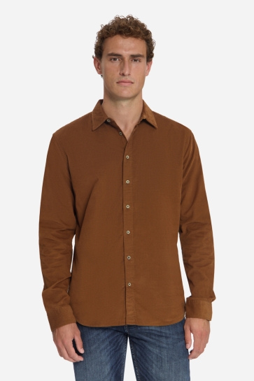 NO-EXCESS shirt fine corduroy Camel