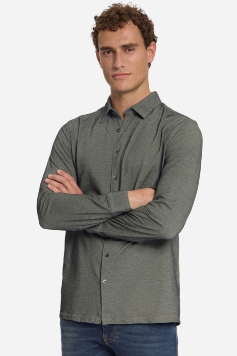NO-EXCESS grijze heren overhemd | Model vooraanzicht