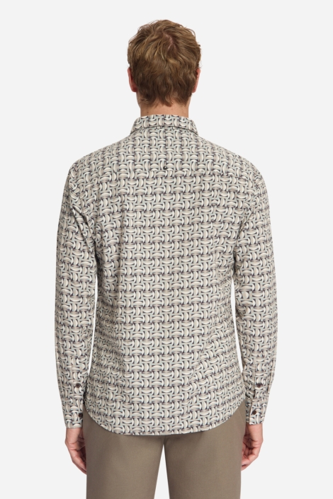 NO-EXCESS beige heren overhemd | Model achteraanzicht