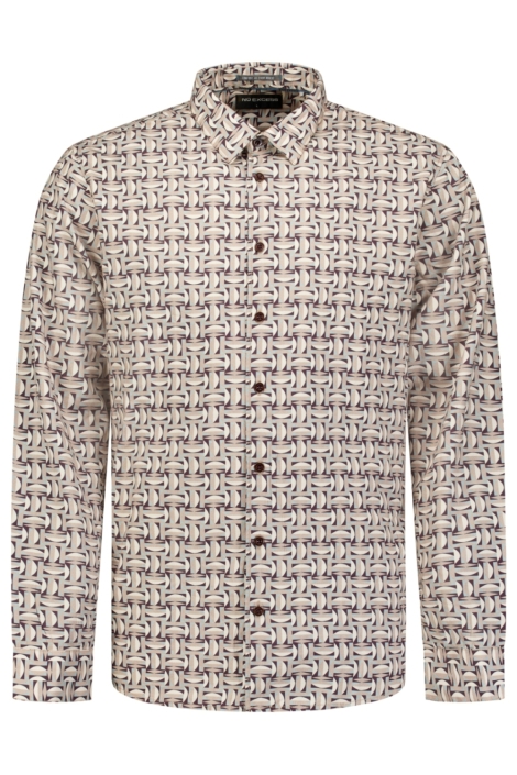 NO-EXCESS beige heren overhemd | Vooraanzicht