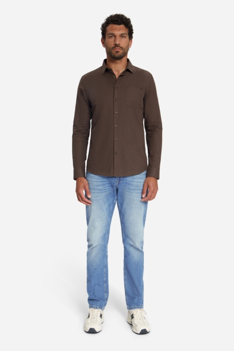 NO-EXCESS bruine heren overhemd | Model