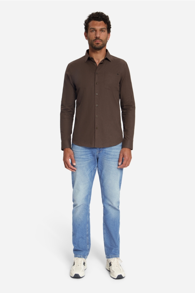 NO-EXCESS bruine heren overhemd | Model