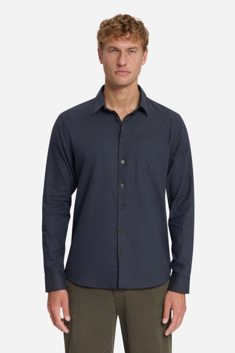 NO-EXCESS blauwe heren overhemd | Model vooraanzicht