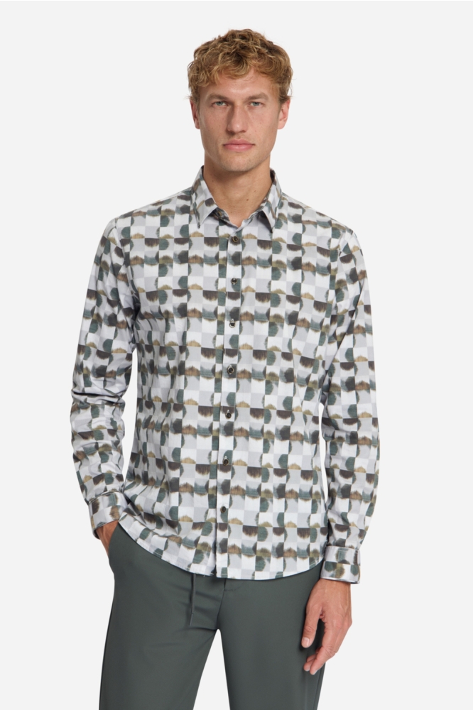 NO-EXCESS camel heren overhemd | Model vooraanzicht