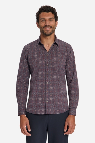 NO-EXCESS Overhemd GEOMETRISCH PRINT STRETCH OVERHEMD 33430866 Cayenne