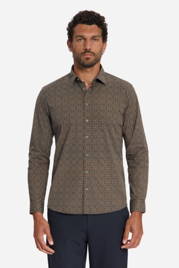 NO-EXCESS Overhemd GEOMETRISCH PRINT STRETCH OVERHEMD 33430866 Caramel