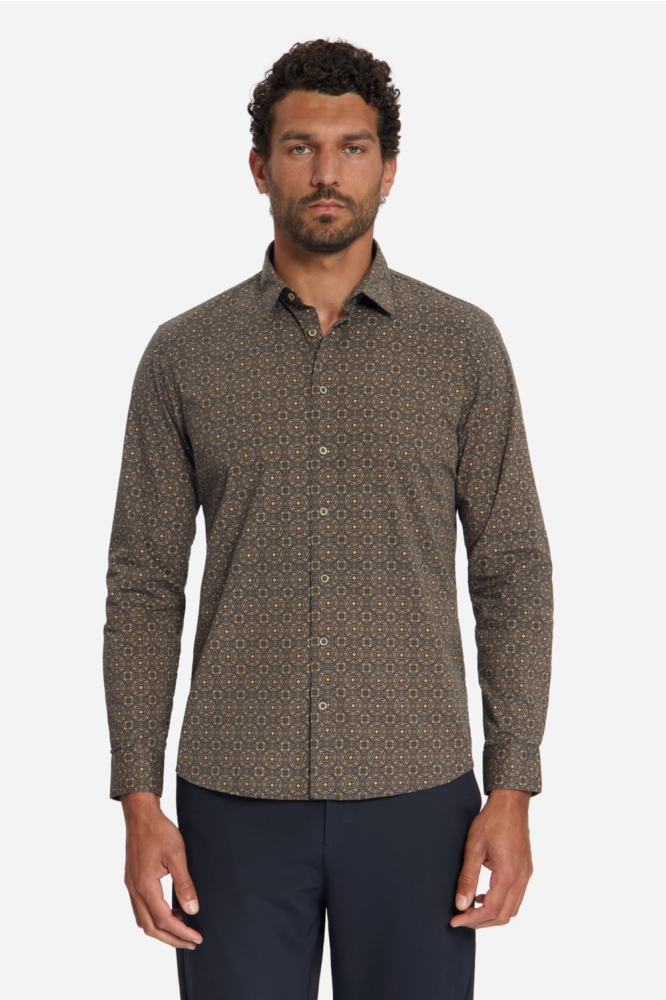 NO-EXCESS camel heren overhemd | Model vooraanzicht
