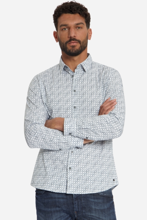 NO-EXCESS blauwe heren overhemd | Model vooraanzicht