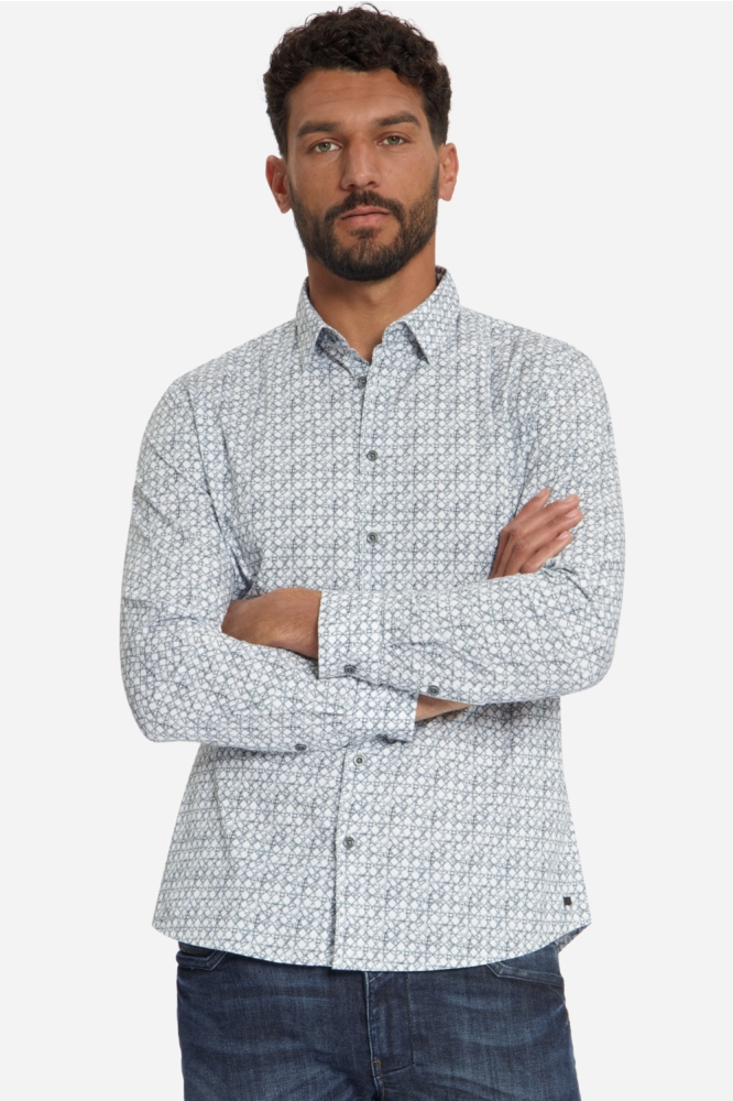 NO-EXCESS blauwe heren overhemd | Model vooraanzicht