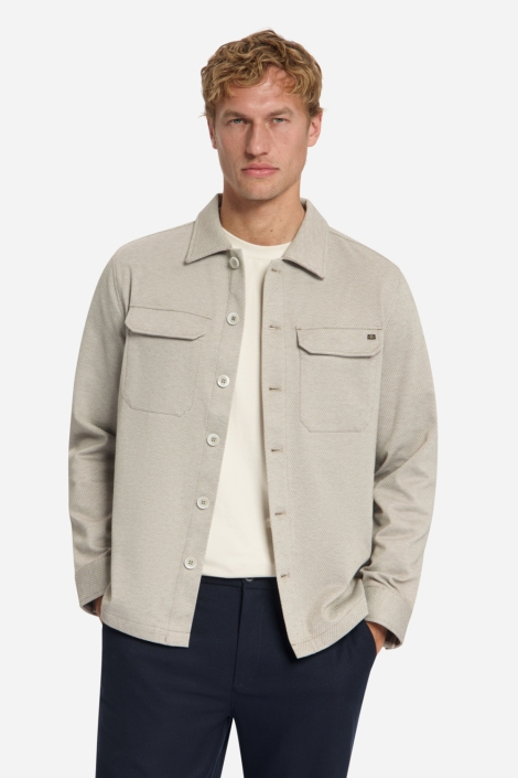 NO-EXCESS beige heren overhemd | Model vooraanzicht