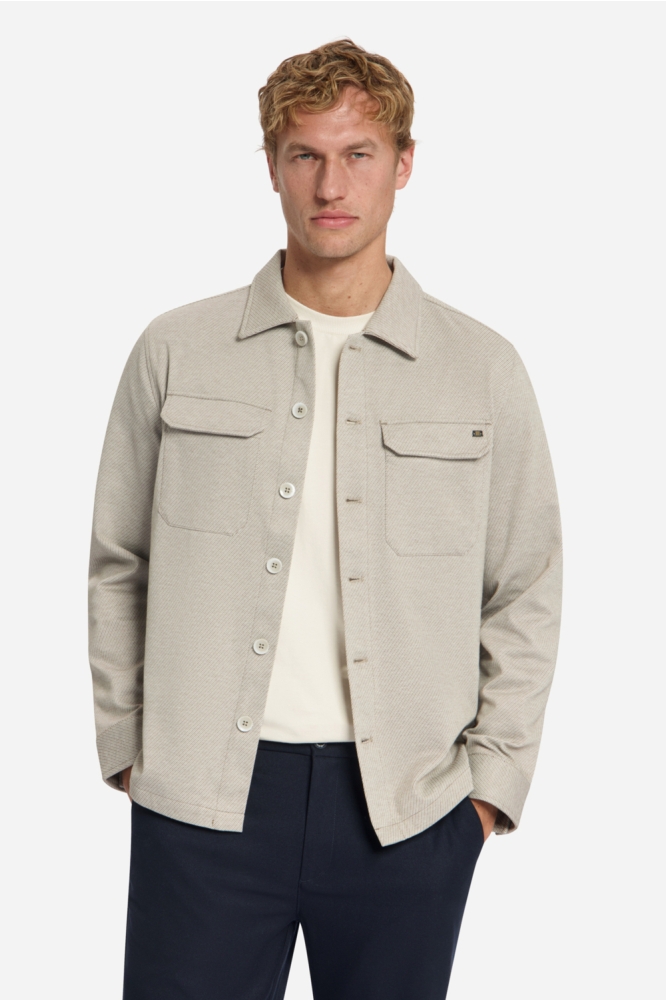 NO-EXCESS beige heren overhemd | Model vooraanzicht