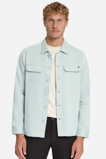 NO-EXCESS overshirt full button melange twill Blauw