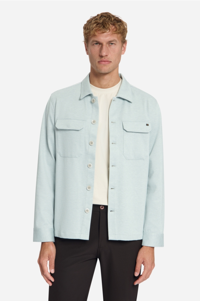 NO-EXCESS blauwe heren overhemd | Model vooraanzicht