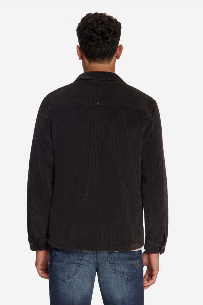 NO-EXCESS bruine heren overhemd | Model achteraanzicht