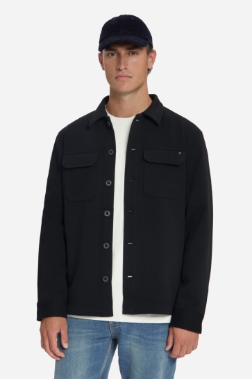 NO-EXCESS overshirt full button pique sweat Zwart
