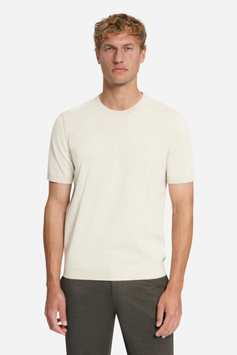 NO-EXCESS beige heren trui | Model vooraanzicht