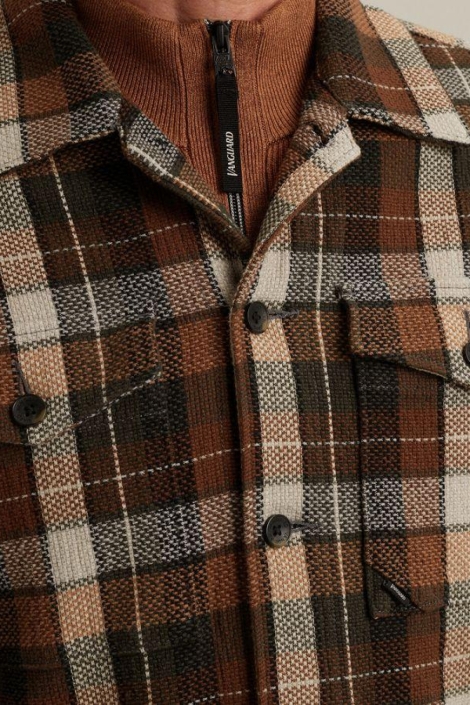 Vanguard bruine heren overhemd | Close up