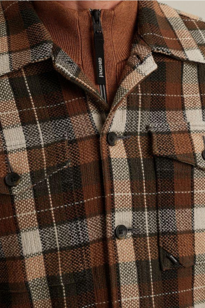 Vanguard bruine heren overhemd | Close up