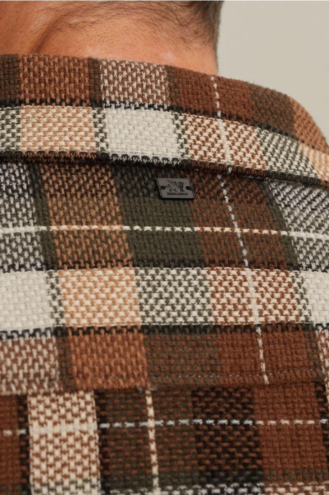 Vanguard bruine heren overhemd | Close up