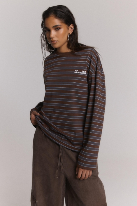 Refined Department bruine dames t-shirt | Model vooraanzicht
