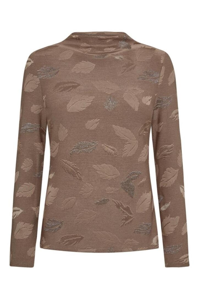 Freequent taupe dames t-shirt | Vooraanzicht