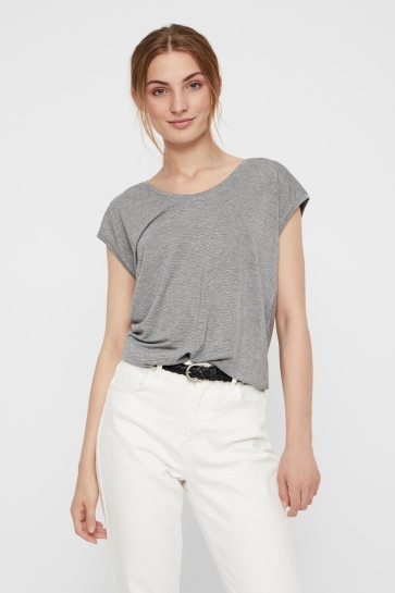 Pieces PCBILLO TEE LUREX STRIPES NOOS 17078572 LIGHT GREY MELANGE/LUREX GREY