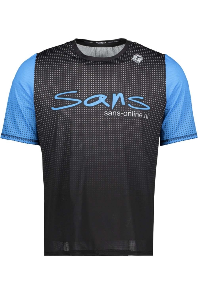 Sans blauwe heren sport shirt | Vooraanzicht