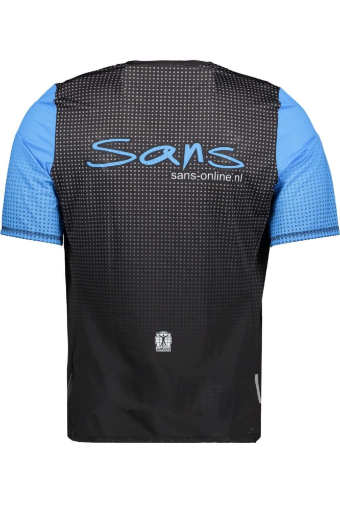 Sans blauwe heren sport shirt | Achteraanzicht