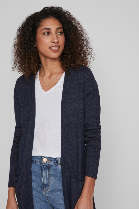 Vila blauwe dames vest | Model vooraanzicht