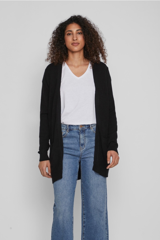 Vila zwarte dames vest | Model vooraanzicht