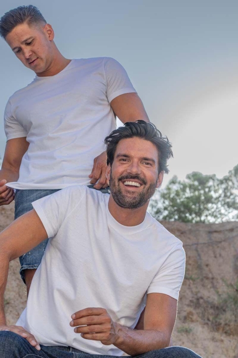 RJ Bodywear witte heren t-shirt | Sfeerbeeld, In situatie
