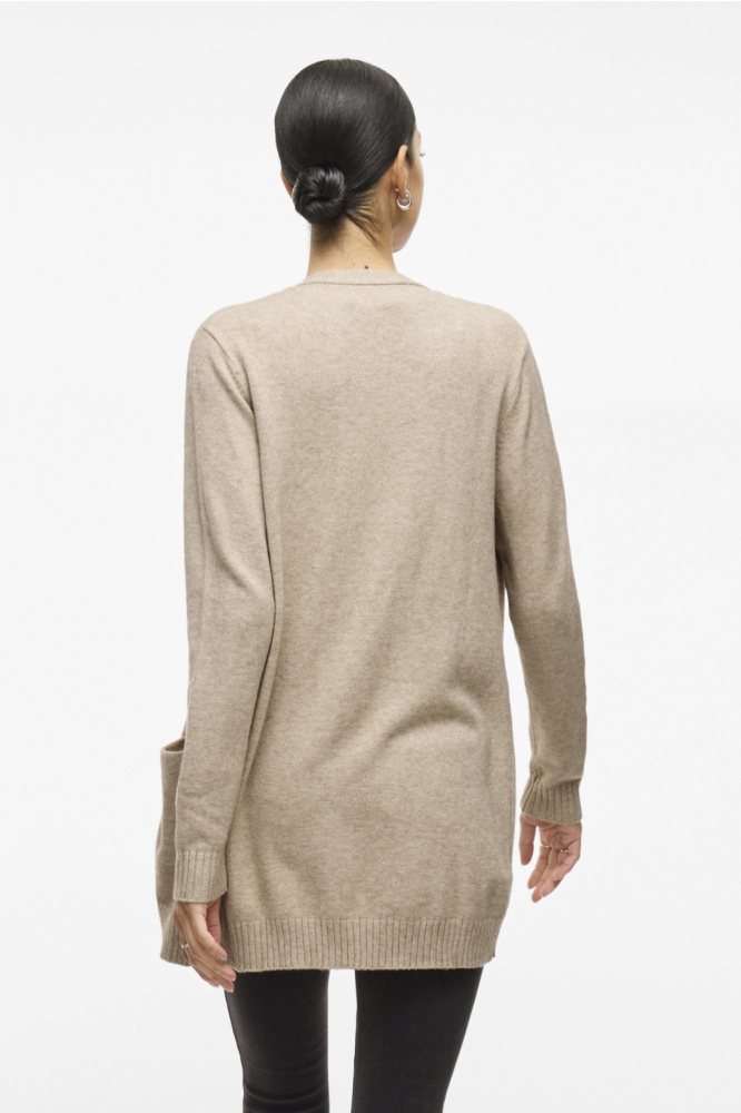 Vila beige dames vest | Model achteraanzicht