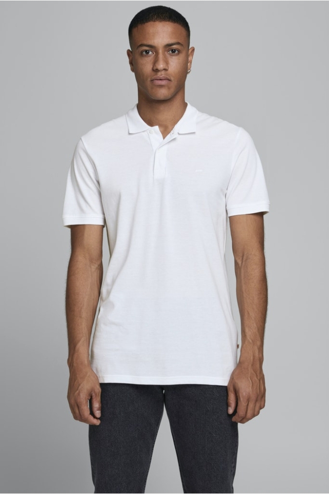 Jack & Jones witte heren polo | Model vooraanzicht