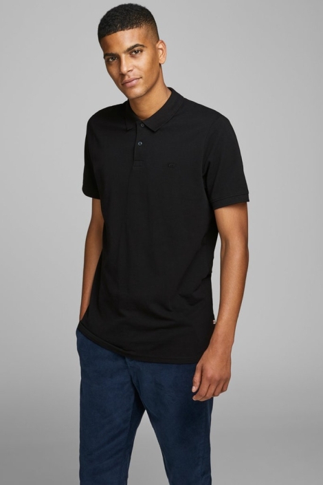 Jack & Jones zwarte heren polo | Model vooraanzicht