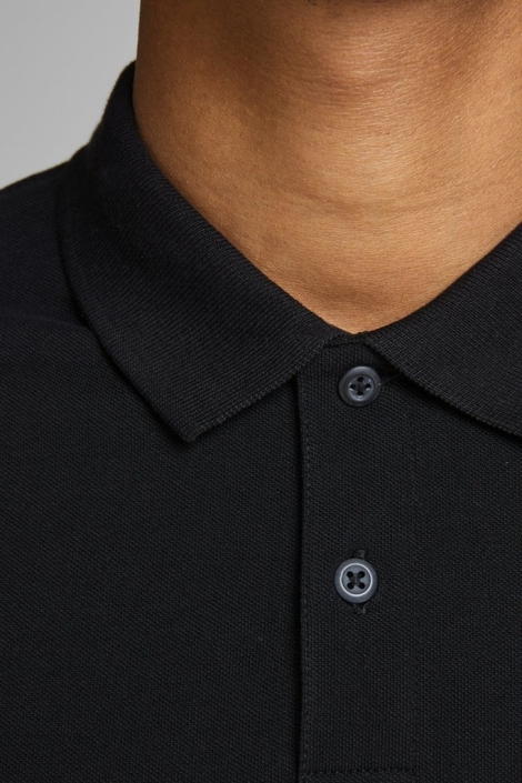 Jack & Jones zwarte heren polo | Close up