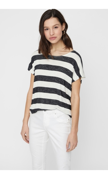 VMWIDE STRIPE S/L TOP NOOS 10190017 Black/SNOW WHITE