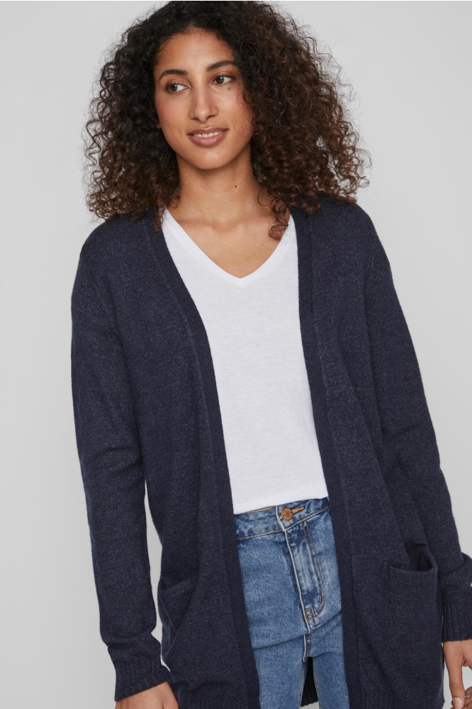 Vila blauwe dames vest | Model vooraanzicht