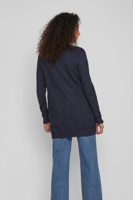 Vila blauwe dames vest | Model achteraanzicht