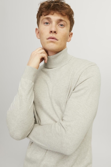 Jack & Jones JJEEMIL KNIT ROLL NECK NOOS 12157417 Oatmeal/MELANGE