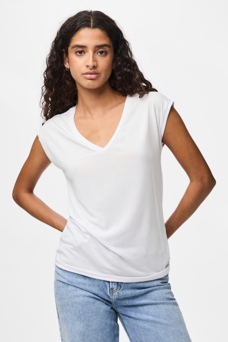 Pieces witte dames t-shirt | Model