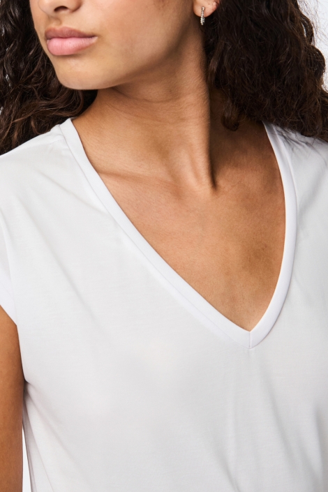 Pieces witte dames t-shirt | Close up