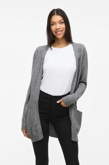 Vila viril open l/s knit cardigan - noos Grijs