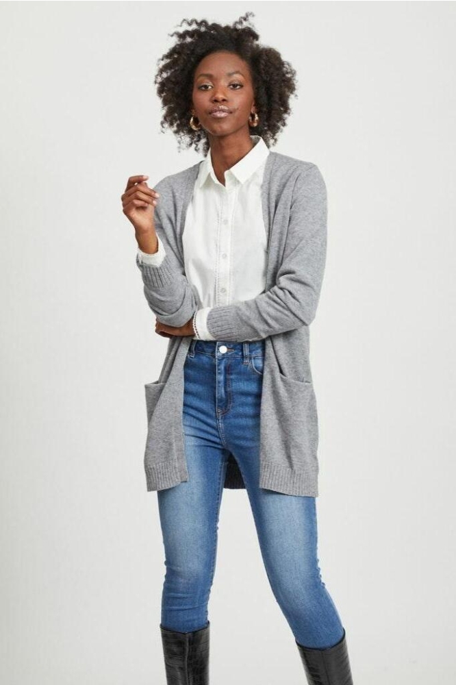 Vila grijze dames vest | Model vooraanzicht