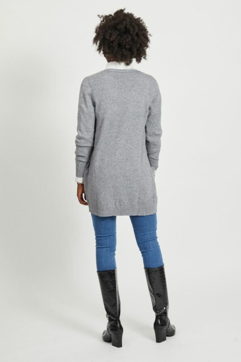 Vila grijze dames vest | Model achteraanzicht