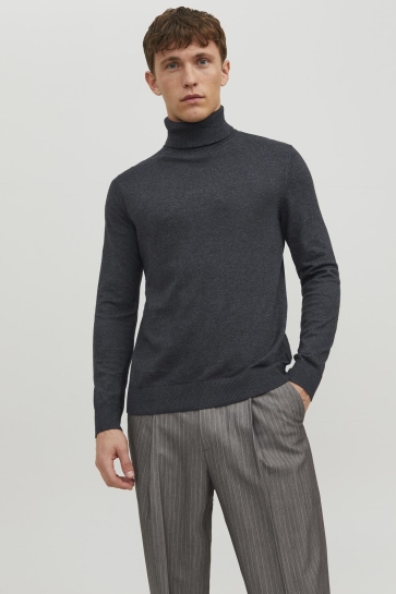 Jack & Jones JJEEMIL KNIT ROLL NECK NOOS 12157417 Dark Grey Melange