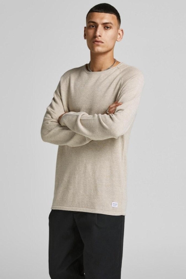 Jack & Jones JJEHILL KNIT CREW NECK NOOS 12157321 OATMEAL/MELANGE