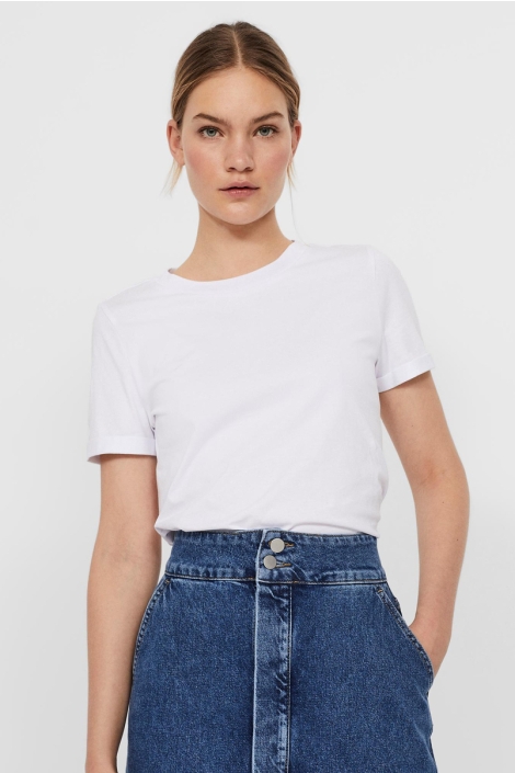 Vero Moda witte dames t-shirt | Model vooraanzicht