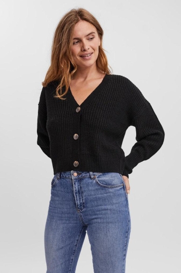 Vero Moda VMLEA LS V-NECK CUFF CARDIGAN NOOS 10249632 BLACK
