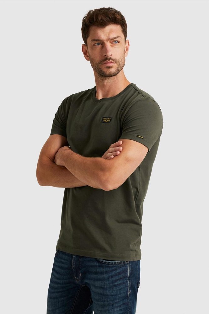 PME legend groene heren t-shirt | Model zijaanzicht
